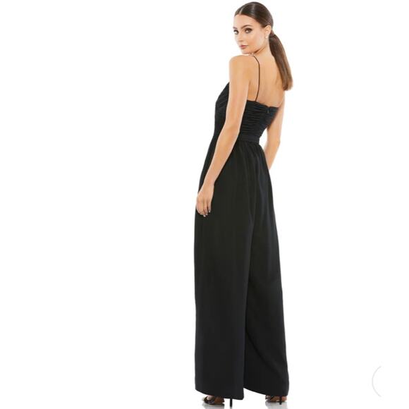 Mac Duggal 2651 Ruched Flowy Wrap Sleeveless Black Jumpsuit Small - Picture 9 of 9